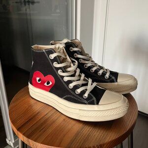 Commes des Garcons Play Converse Chuck Taylors womens black high top size 39